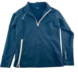 Daily Sports Women's size Medium Pullover Gold Edition Black 1/4 zip mock neck‎